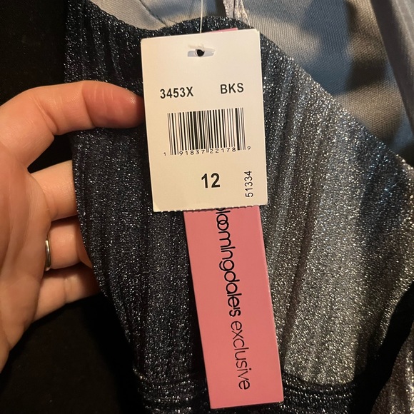 NWT Aqua Striped Lurex Gown in Black/Silver - Picture 3 of 5